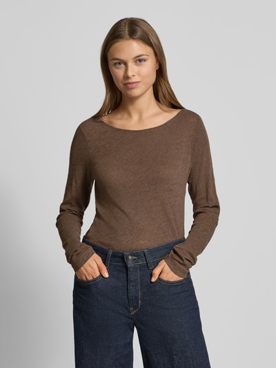 Marc O'Polo Slim Fit Langarmshirt aus reiner Baumwolle Mittelbraun 4