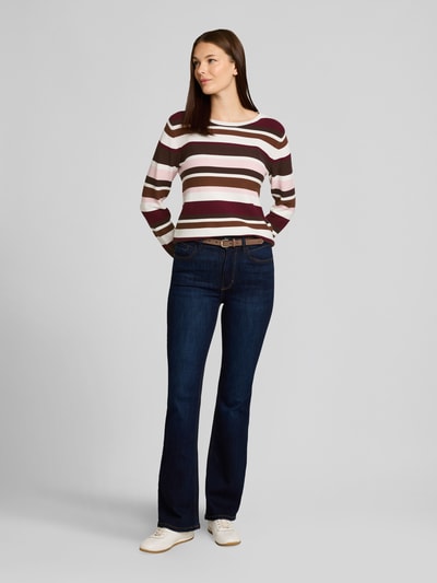 Tom Tailor Regular Fit Pullover mit gerippten Abschlüssen Hellbraun Melange 1