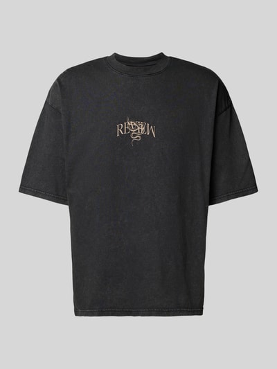 REVIEW Oversized T-Shirt mit geripptem Rundhalsausschnitt Black 2