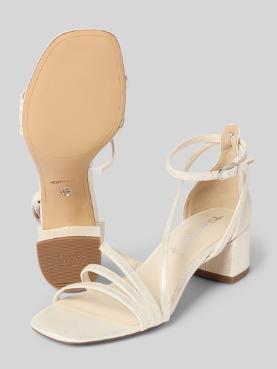 Tamaris Sandały na słupku z efektem błyszczącym Metaliczny beżowy 4