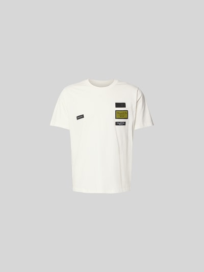 Produktfoto, Relaxed Fit T-Shirt mit Logo-Patch von MM6 Maison Margiela aus reiner Baumwolle, weiß, Rundhalsausschnitt, kurzärmelig, Rückenlänge 80 cm bei Größe M