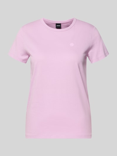 Produktfoto, Regular Fit T-Shirt aus reiner Baumwolle Modell 'Eventsa11' von BOSS mit Optik: Unifarben, Label-Stitching-Applikation, Rundhals, Kurzarm, Jersey, glatte Struktur.