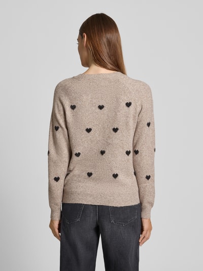 Vero Moda Regular Fit Strickpullover mit Raglanärmeln Modell 'DOFFY' Taupe 5