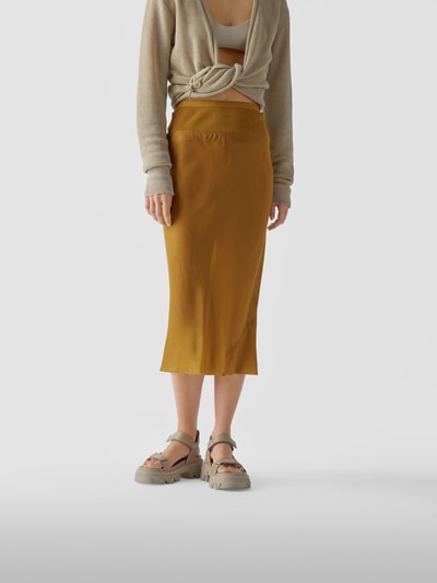 Rick Owens Midirock mit Bund in Ripp-Optik Senfgelb 4