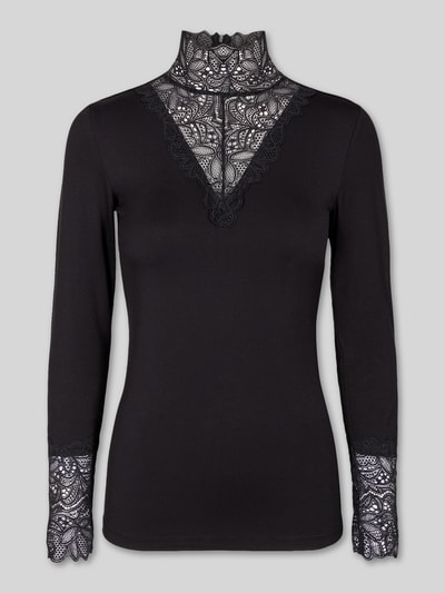 Soyaconcept Slim Fit Langarmshirt mit Spitzenbesatz Black 2