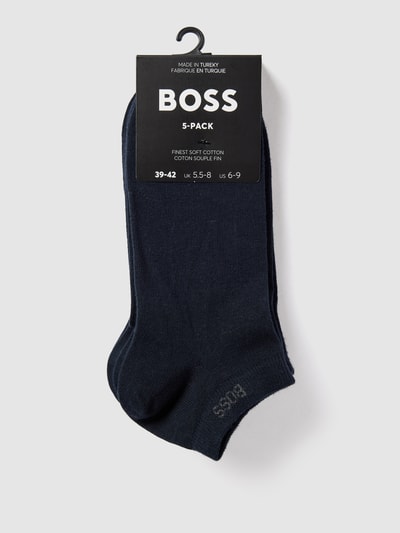 BOSS Sneakersocken mit Label-Schriftzug im 5er-Pack Modell 'Uni Color' Dunkelblau 3