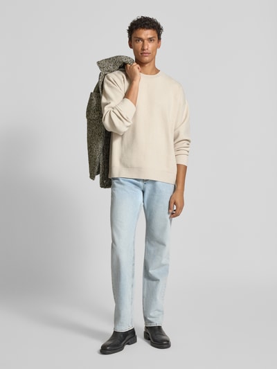 Jack & Jones Premium Strickpullover mit Rundhalsausschnitt Modell 'BRADFORT' Offwhite Melange 1