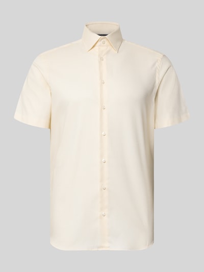 Produktfoto, Regular Fit Business-Hemd mit Kentkragen von Christian Berg Men in Beige, Reine Baumwolle, Knopfleiste, Kurzärmelig, glatte Textur
