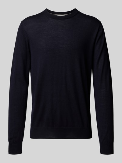 Carl Gross Sweter z dzianiny z wełny merino model ‘Dale’ Granatowy 2