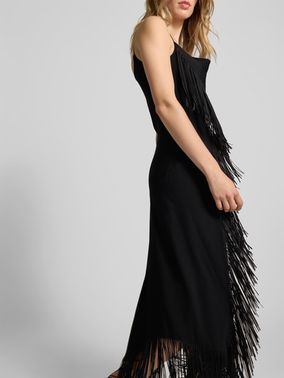 Rabanne Midikleid mit Ausfransungen Black 3