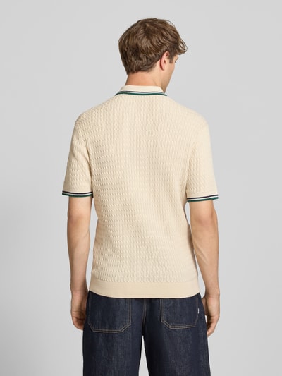 REVIEW Slim Fit Poloshirt in Strick-Optik Ecru 5