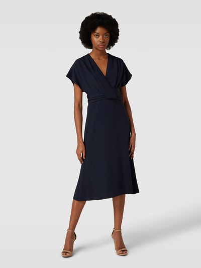 BOSS Black Women Sukienka midi z dekoltem w serek model ‘Debasa’ Granatowy 4