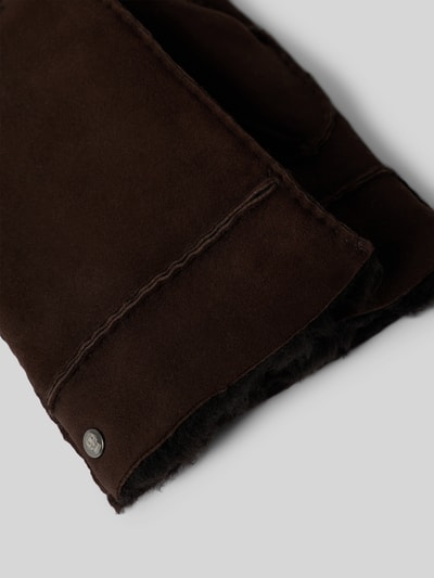 Roeckl Handschoenen van echt zijden lamsvacht, model 'BERGEN' Donkerbruin - 2