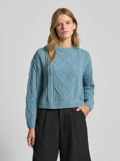 Only Sweter z dzianiny o kroju regular fit z fakturowanym wzorem model ‘ELLY’ Oceaniczny 4