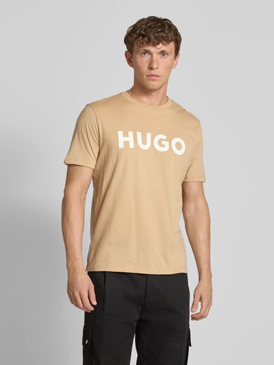 HUGO T-Shirt mit Label-Print Modell 'DULIVIO' Beige 4