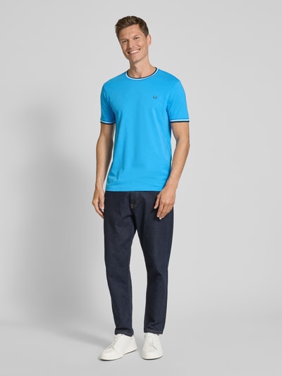 Christian Berg Men T-shirt met ribboorden Oceaanblauw - 1