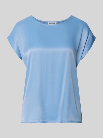 Productfoto, T-Shirt aus Viskose-Mix van MORE in lichtblauw, recht model, glanzende look, verlengde achterkant, ruglengte maat 36: 64 cm