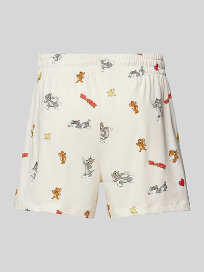 Jake*s Casual Loose Fit Pyjama-Shorts mit Tom&Jerry®-Print Offwhite 3