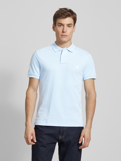 Polo Ralph Lauren Slim Fit Poloshirt mit Label-Stitching Hellblau 4