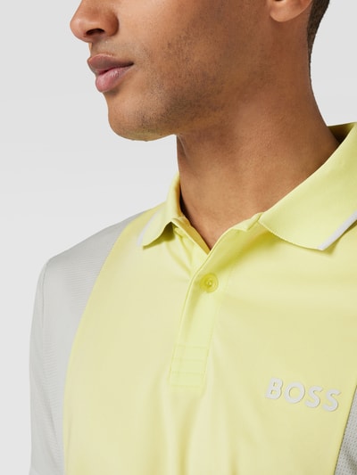 BOSS Green Koszulka polo w stylu Colour Blocking model ‘Paddytech’ Pastelowy żółty 3