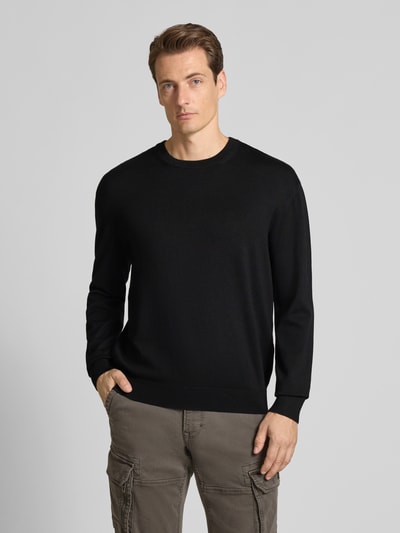 ARMANI EXCHANGE Sweter z dzianiny z okrągłym dekoltem Czarny 4