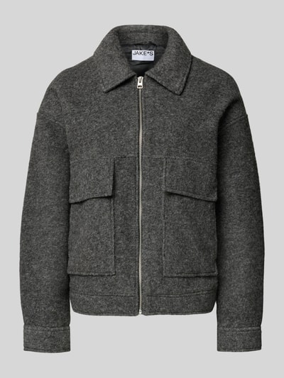 Jake*s Casual Jacke mit Umlegekragen Mittelgrau Melange 1