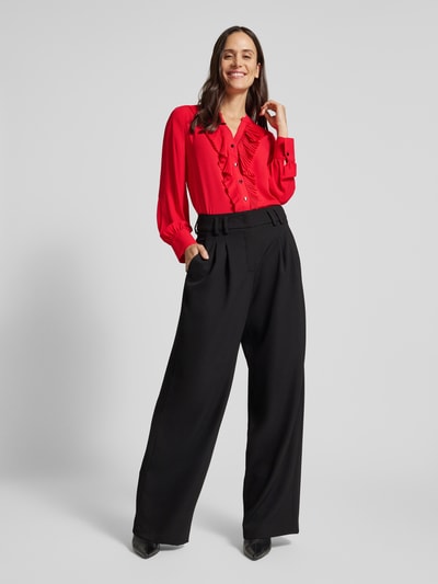 s.Oliver BLACK LABEL Regular fit blouse met geplisseerde volants Rood - 1