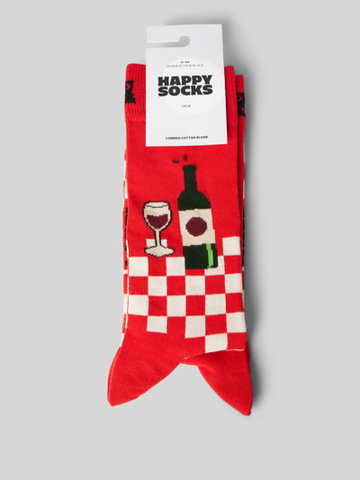 Happy Socks Socken mit Label-Stitching Modell 'Wine And Dine' Rot 3