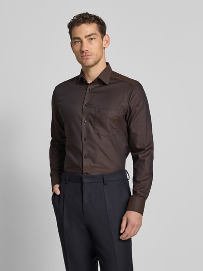 OLYMP Modern fit zakelijk overhemd met kentkraag, model 'NEW KENT' Middenbruin - 4