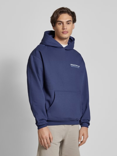 Multiply Apparel Oversized hoodie met labelprint Donkerblauw - 4
