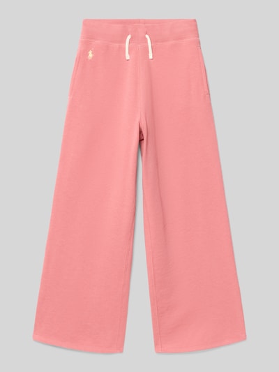 Produktfoto, Regular Fit Sweatpants aus Baumwoll-Mix von Polo Ralph Lauren Teens in Optik: Unifarben, Logo-Detail, elastischer Bundabschluss, Tunnelzug, seitliche Eingrifftaschen, Materialverarbeitung: Sweat, Material: Baumwolle-Mix, rosa Farbton, glatte Textur.