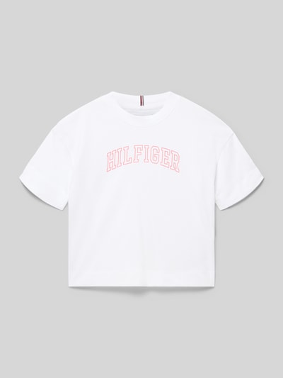 Tommy Hilfiger Teens męski t-shirt o kroju regular fit z czystej bawełny Biały 1