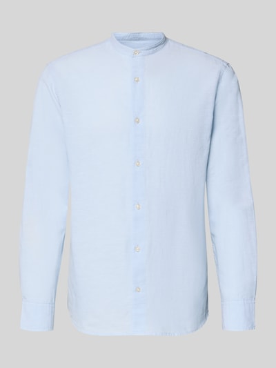 Produktfoto, lichtblauw Freizeithemd met linnen van Jack & Jones, model 'BREEZE', regular fit, staande kraag, katoenen-linnenmix, knoopsluiting