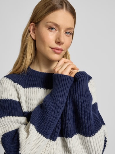 Armedangels Loose Fit Strickpullover aus Woll-Baumwoll-Mix Modell 'KAAGI STRIPES' Marine 3