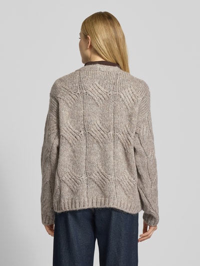 Milano Italy Strickjacke mit V-Ausschnitt und Knopfleiste Hellgrau 5