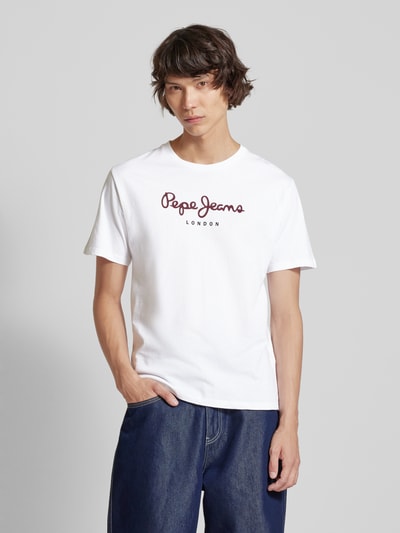 Pepe Jeans T-Shirt mit Label-Print Modell 'EGGO' Weiss 4