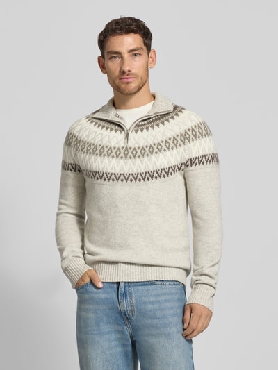 MCNEAL Gebreide pullover van wolmix met opstaande kraag en ritssluiting Kit gemêleerd - 4