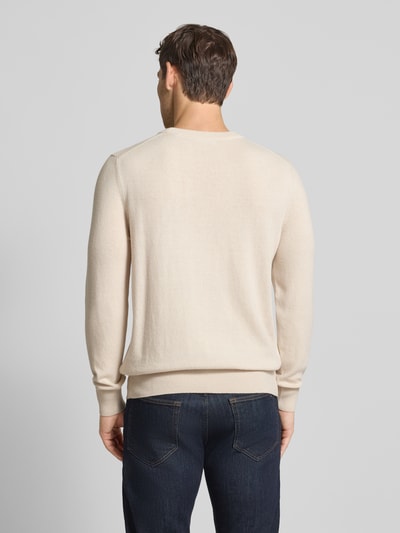 Marc O'Polo Sweter z dzianiny o kroju regular fit z mieszanki bawełny i żywej wełny Piaskowy 5