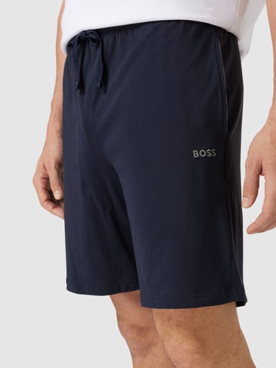 BOSS Sweatshorts met labelstitching, model 'Mix&Match Short' Donkerblauw - 3