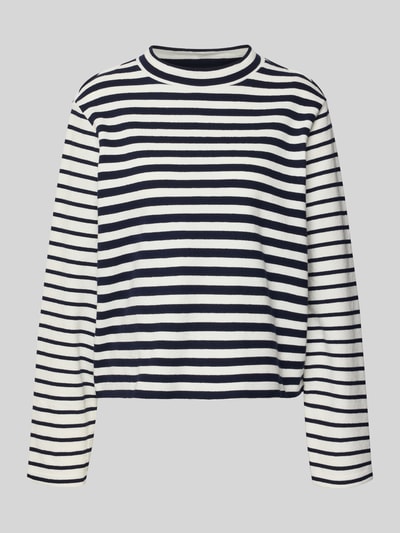 Produktfoto, Boxy Fit Pullover aus reiner Baumwolle van s.Oliver RED LABEL, gestreept, unikleuren, ribbreisel, ronde hals, lange mouwen