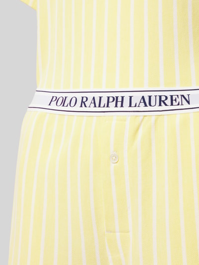 Produktfoto, Relaxed Fit Pyjama aus Baumwoll-Modal-Mix von Polo Ralph Lauren, piqué, pastelowe żółte i białe paski, logo na elastycznym pasie, wzór w paski