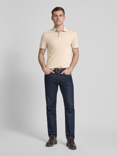 BOSS Slim fit poloshirt met labeldetail, model 'Pitton' Beige - 1