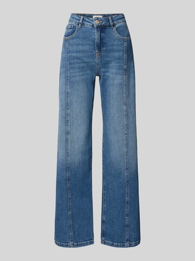 Produktfoto, blaue Slim Fit Jeans aus Baumwoll-Mix Modell 'Miva strong' von OPUS, Damen Slim Fit Jeans, gerade Beine, sichtbare Nähte, Denim-Textur