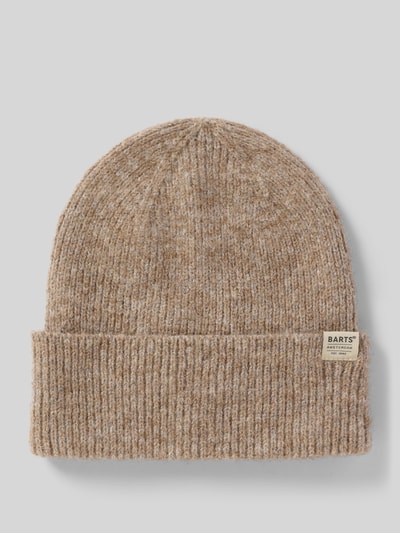 Barts Beanie met omslag en labeldetail, model 'Willian' Zand gemêleerd - 1