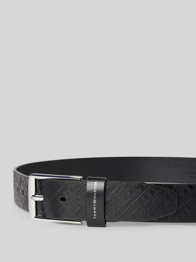 Tommy Hilfiger Leren riem met structuurmotief, model 'BUSINESS MONOGRAM' Zwart - 2