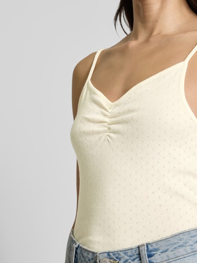 Only Slim fit top met bandjes van puur katoen, model 'CARLOTTA' Offwhite - 3