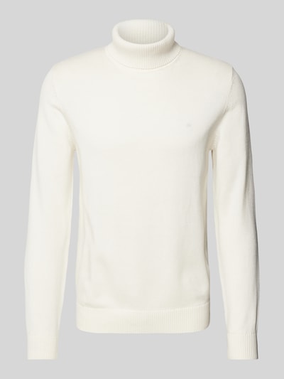 Christian Berg Men Rollkragenpullover mit Woll-Anteil und Label-Stitching Offwhite Melange 2