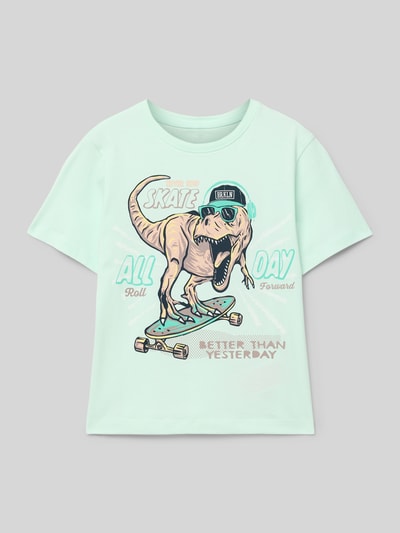 Name It T-Shirt mit Motiv- und Statement-Print Modell 'VANYO' Hellgelb 1