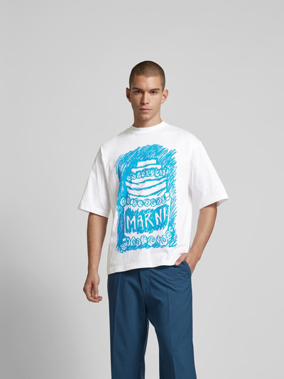 Marni T-Shirt mit Label-Print Weiss 4