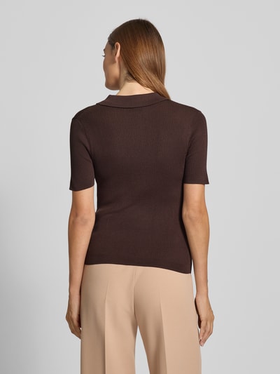 Mango Strickshirt mit Polokragen Modell 'POLETE' Dunkelbraun 5